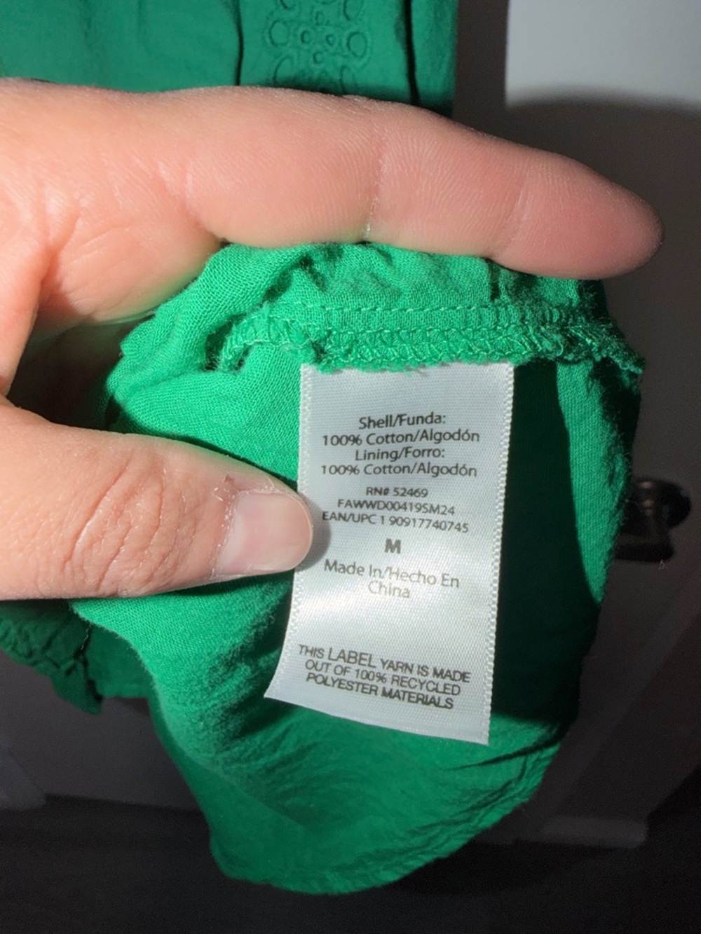 Free Assembly Green Eyelet Dress with pockets(medium) - Picture 5 of 7